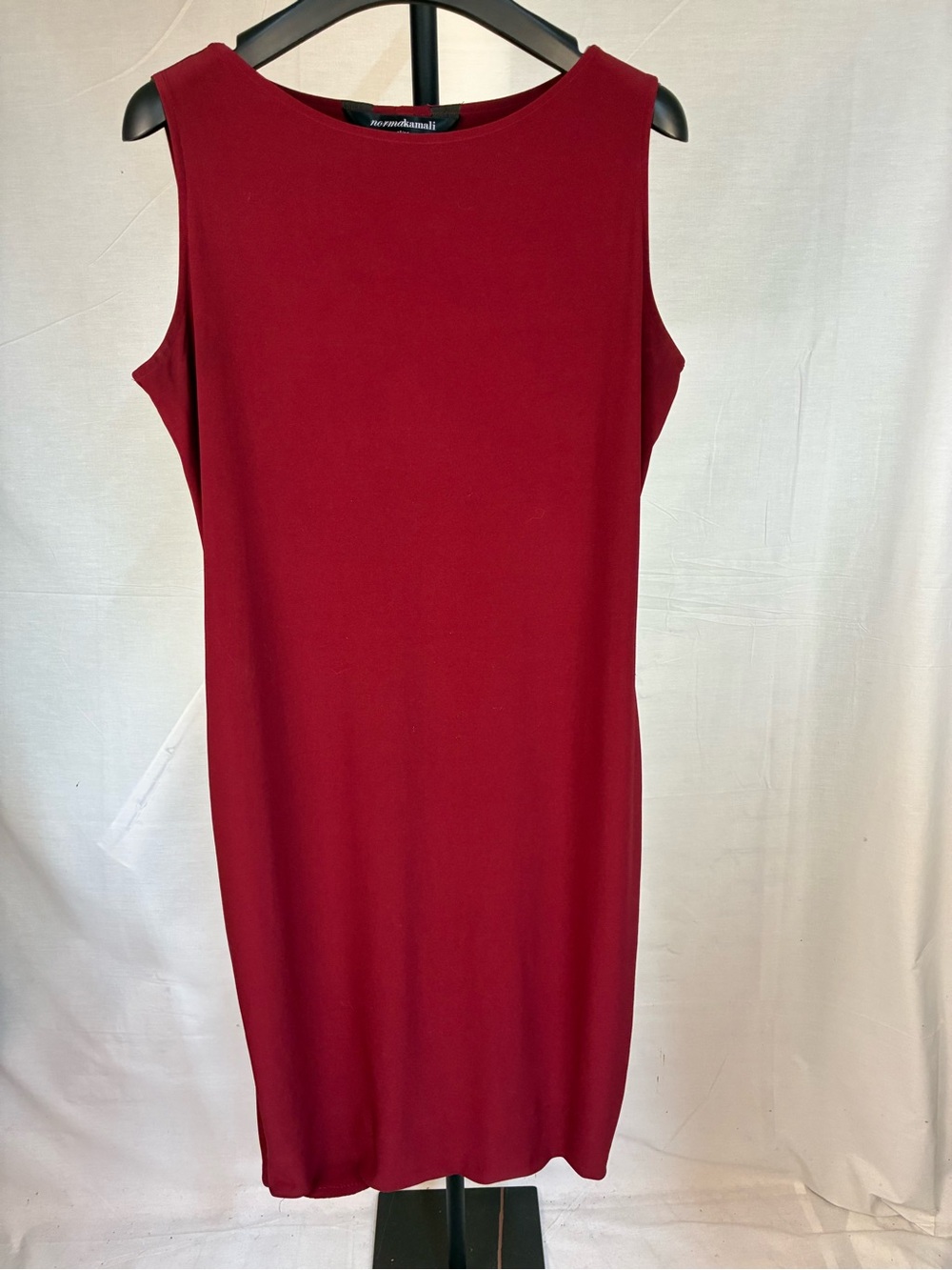Norma Kamali Burgundy Sleeveless Jersey Sheath Dress XL